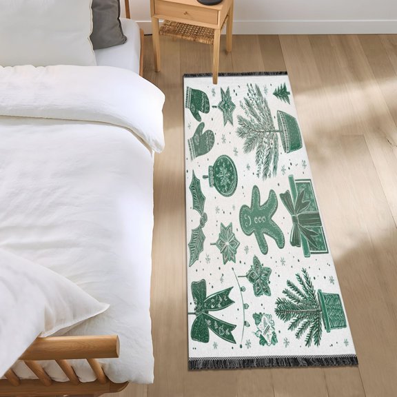 Bedroom Rug Bedroom Long Carpet Indoor Non-Slip Durable Carpet Floor Mat Runner Rug Bedroom Hallway Carpet Machine Washable Cartoon Gingerbread Man