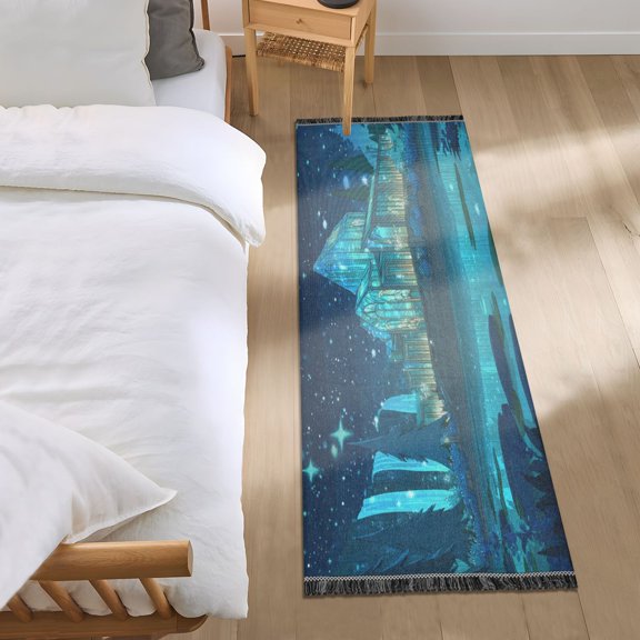 Bedroom Rug Bedroom Long Carpet Indoor Non-Slip Durable Carpet Floor Mat Runner Rug Bedroom Hallway Carpet Machine Washable Cartoon Underwater Palace