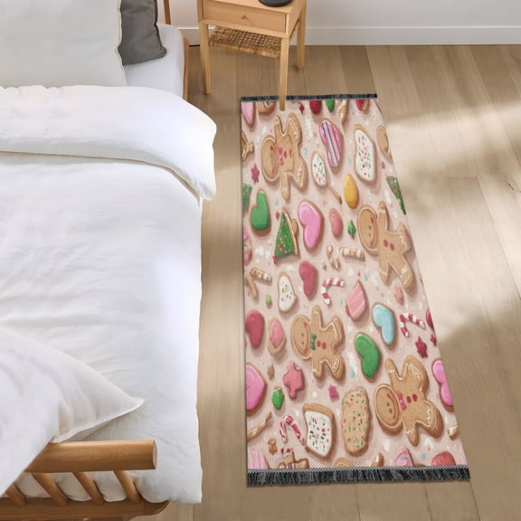 Bedroom Rug Bedroom Long Carpet Indoor Non-Slip Durable Carpet Floor Mat Runner Rug Bedroom Hallway Carpet Machine Washable Christmas Gingerbread Man