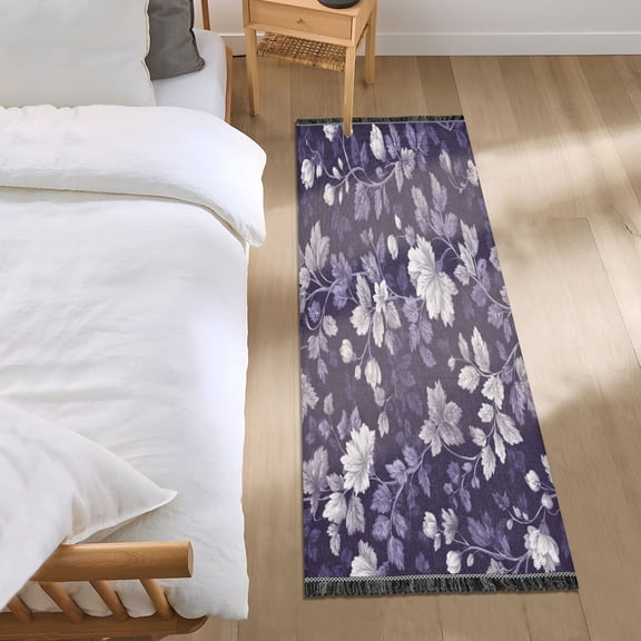 Bedroom Rug Bedroom Long Carpet Indoor Non-Slip Durable Carpet Floor Mat Runner Rug Bedroom Hallway Carpet Machine Washable Colorful Vector Floral Art