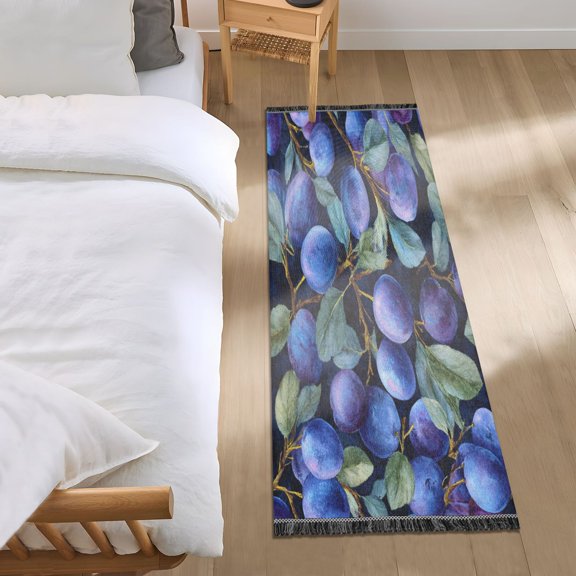 Bedroom Rug Bedroom Long Carpet Indoor Non-Slip Durable Carpet Floor Mat Runner Rug Bedroom Hallway Carpet Machine Washable Deep Blue Plum