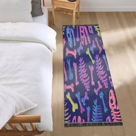 Bedroom Rug Bedroom Long Carpet Indoor Non-Slip Durable Carpet Floor Mat Runner Rug Bedroom Hallway Carpet Machine Washable Dinosaur Bones