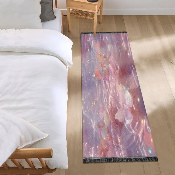 Bedroom Rug Bedroom Long Carpet Indoor Non-Slip Durable Carpet Floor Mat Runner Rug Bedroom Hallway Carpet Machine Washable Dream Butterfly