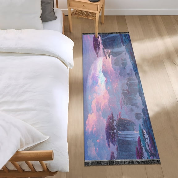 Bedroom Rug Bedroom Long Carpet Indoor Non-Slip Durable Carpet Floor Mat Runner Rug Bedroom Hallway Carpet Machine Washable Fantasy Floating Island Waterfalls