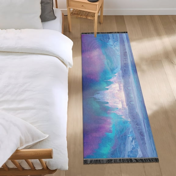 Bedroom Rug Bedroom Long Carpet Indoor Non-Slip Durable Carpet Floor Mat Runner Rug Bedroom Hallway Carpet Machine Washable Frozen Palace Ice Snow