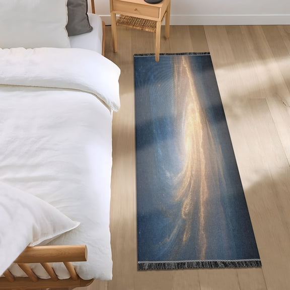 Bedroom Rug Bedroom Long Carpet Indoor Non-Slip Durable Carpet Floor Mat Runner Rug Bedroom Hallway Carpet Machine Washable Golden Galaxy
