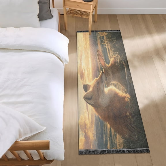 Bedroom Rug Bedroom Long Carpet Indoor Non-Slip Durable Carpet Floor Mat Runner Rug Bedroom Hallway Carpet Machine Washable Red Fox Embracing