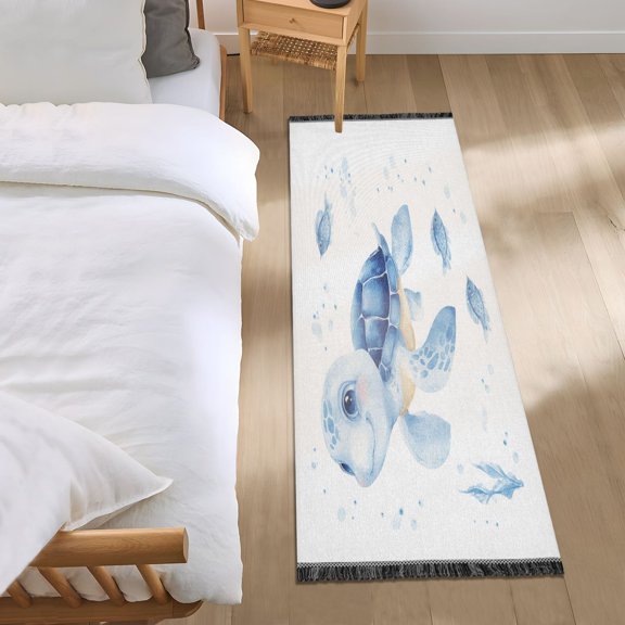 Bedroom Rug Bedroom Long Carpet Indoor Non-Slip Durable Carpet Floor Mat Runner Rug Bedroom Hallway Carpet Machine Washable Sea Turtle Sticker