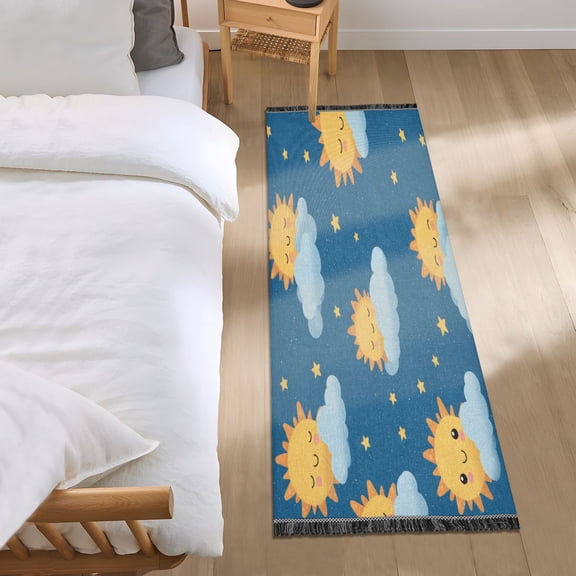 Bedroom Rug Bedroom Long Carpet Indoor Non-Slip Durable Carpet Floor Mat Runner Rug Bedroom Hallway Carpet Machine Washable Starry Night Pattern