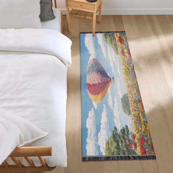 Bedroom Rug Bedroom Long Carpet Indoor Non-Slip Durable Carpet Floor Mat Runner Rug Bedroom Hallway Carpet Machine Washable Vibrant Hot Air Balloon