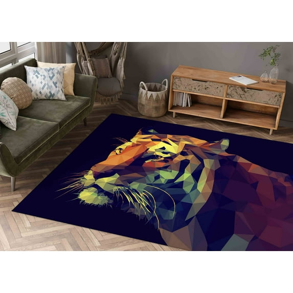 Bedroom Rug, Car Mat Rugs, Animal Rug, Printed Rug, Outdoor Rug, Tiger Illustration Rug, Rug, Abstract Rugs, 3D Printed Rug, Loft Home Rug, 2.3'x3.3' - 70x110 cm