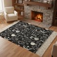 thumbnail image 1 of Bedroom Rug Carpet 3'x 5', Black Kitchen Tools Washable Floor Carpet with Tassels, Modern Cooking Utensil Farmhouse Cookware Elegant Soft Floor Rug Mat for Patio, Balcony, Laundry, Room Decor, 1 of 9