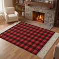 thumbnail image 1 of Bedroom Rug Carpet 3'x 5', Black Red Plaid Washable Floor Carpet with Tassels, Vintage Rustic Buffalo Checked Gingham Elegant Soft Floor Rug Mat for Patio, Balcony, Laundry, Room Decor, 1 of 9
