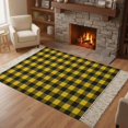 thumbnail image 1 of Bedroom Rug Carpet 3'x 5', Black Yellow Plaid Washable Floor Carpet with Tassels, Retro Country Buffalo Check Gingham Elegant Soft Floor Rug Mat for Patio, Balcony, Laundry, Room Decor, 1 of 9