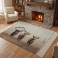 thumbnail image 1 of Bedroom Rug Carpet 3'x 5', Highland Cows Washable Floor Carpet with Tassels, Farmhouse Animals Barn Fence Retro Elegant Soft Floor Rug Mat for Patio, Balcony, Laundry, Room Decor, 1 of 9