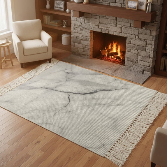 Bedroom Rug Carpet 3'x 5', White Marble Washable Floor Carpet with ...