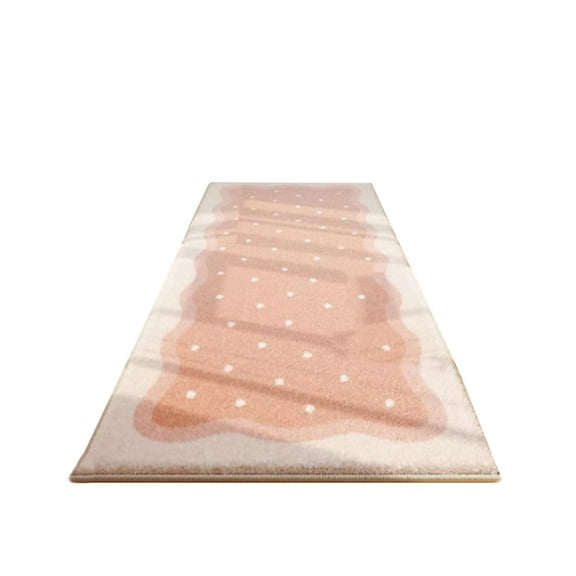 Bedroom Rug, Non Slip Carpet, Soft Flocking Large Size Bedside Runner, High Pile Polyester Material, Modern Style, Gray Yellow Pink Green Color Options, Easy to Clean