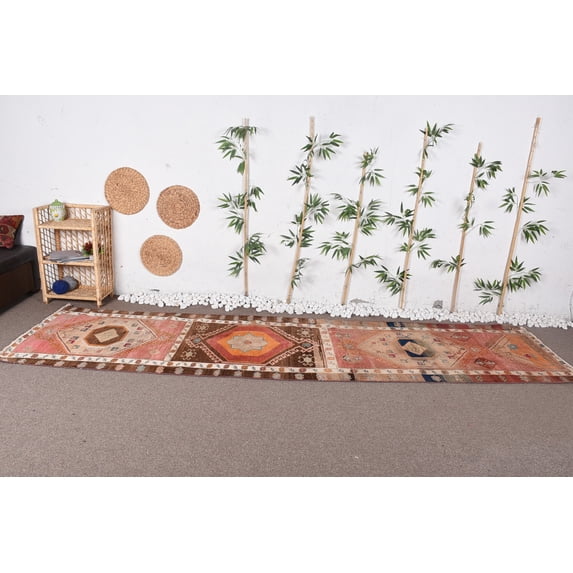 Bedroom Rug, Vintage Rug, 3.2x12.5 ft Runner Rug, Turkish Rug, Cool Rugs