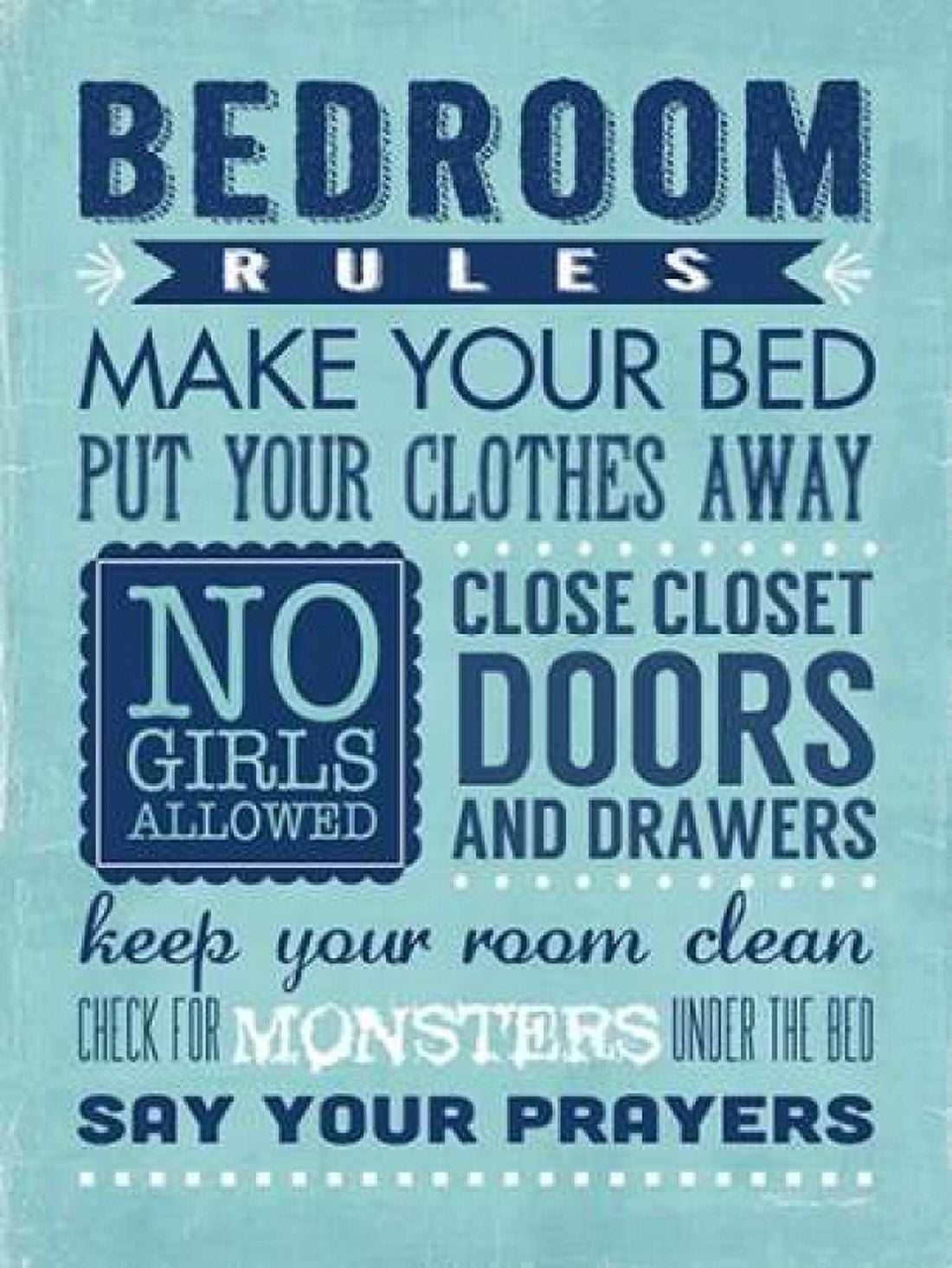 Bedroom Rules Canvas Art - Stephanie Marrott (18 x 24)