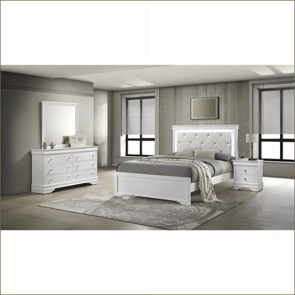 Bedroom Set 5-Piece King Modern Two-Tone Tan Brown & Dark Brown Wood with Storage | Wood | Standard Beds
