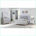 thumbnail image 1 of Bedroom Set King 4 PC with LED Lights, Matte Silver Wood | Wood | Double Dressers, 1 of 10