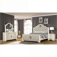 thumbnail image 1 of Bedroom Set Queen 4-Piece Traditional European with LED & Crystal Tufted, Beige Wood | Wood | Standard Beds, 1 of 18
