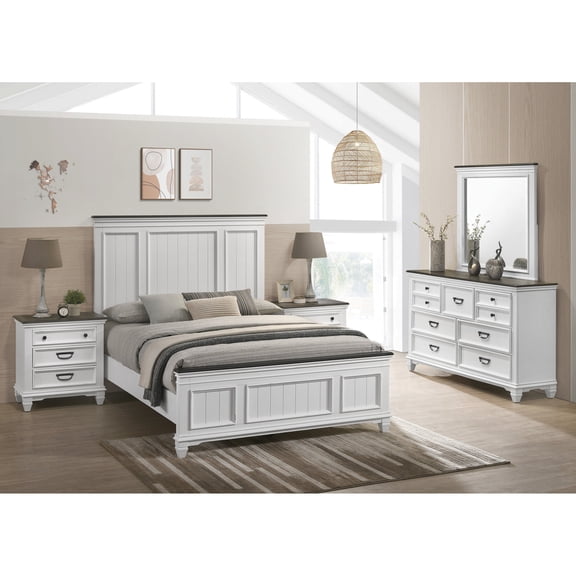 Bedroom Set with Shiplap Bed | Adds Style to Bedroom | Solid Wood and Particle Board Laminate | Eases Bedroom Furnishing