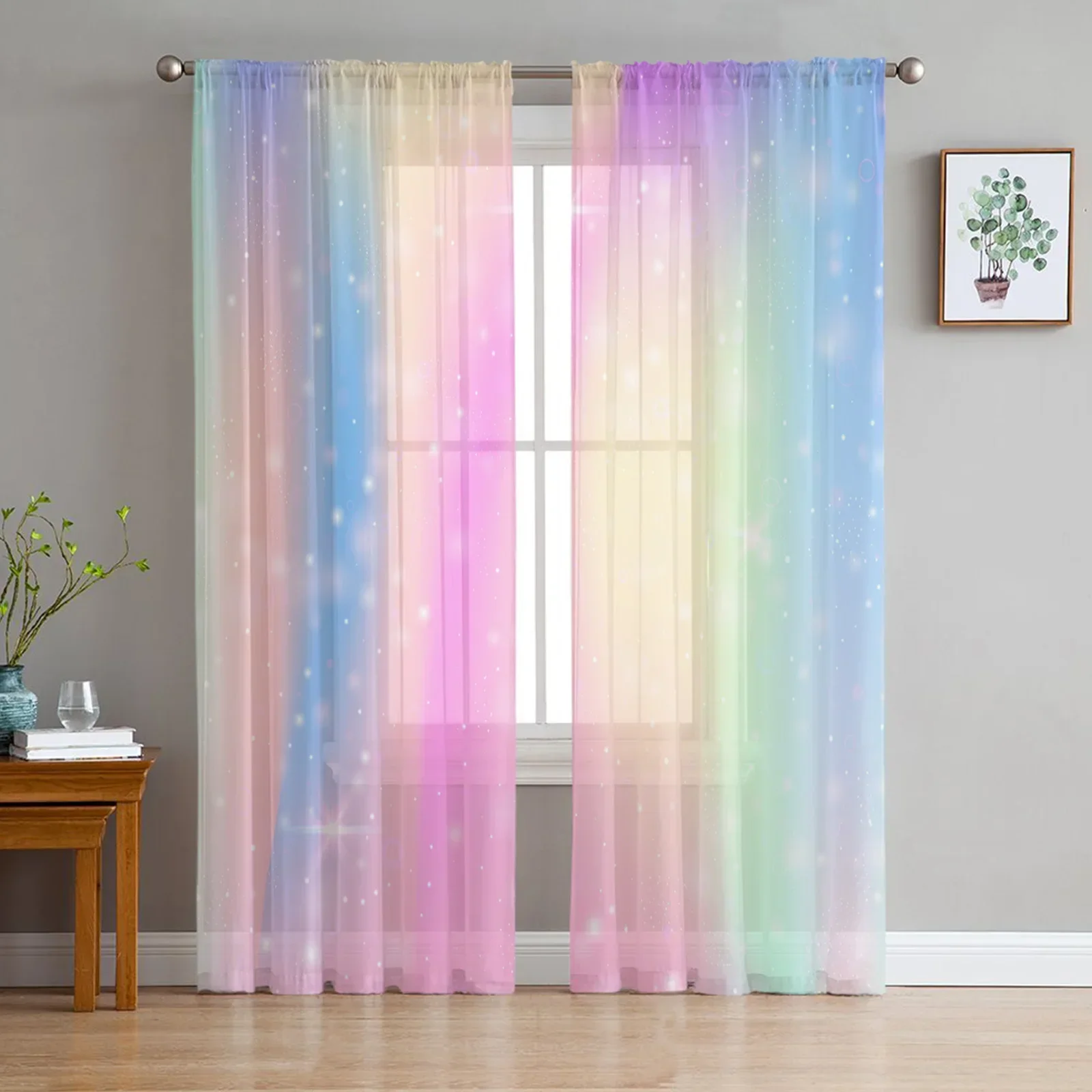Bedroom Sheer Curtains Starlight Spots Living Room Kitchen Window ...