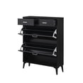 thumbnail image 1 of Bedroom Storage Large size Shoe Cabinet,Free Standing Tipping Bucket Shoe Rack Organizer with 2 Flip Drawers&2 Drawer,Modern Tipping Bucket for Entryway,Hallway,Bedroom-black,Bedroom Dressers, 1 of 8