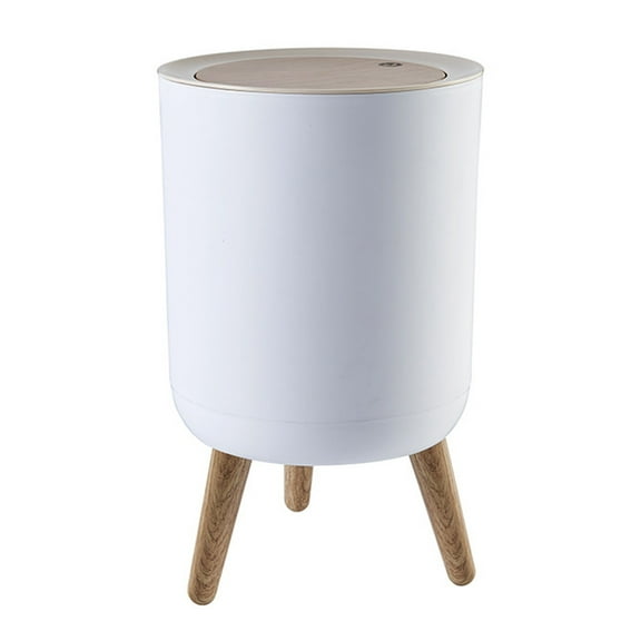Supahbadd Tall Office Trash Can with Lid, White Bedroom Garbage Bin, ABS and PP Plastic Wastebasket