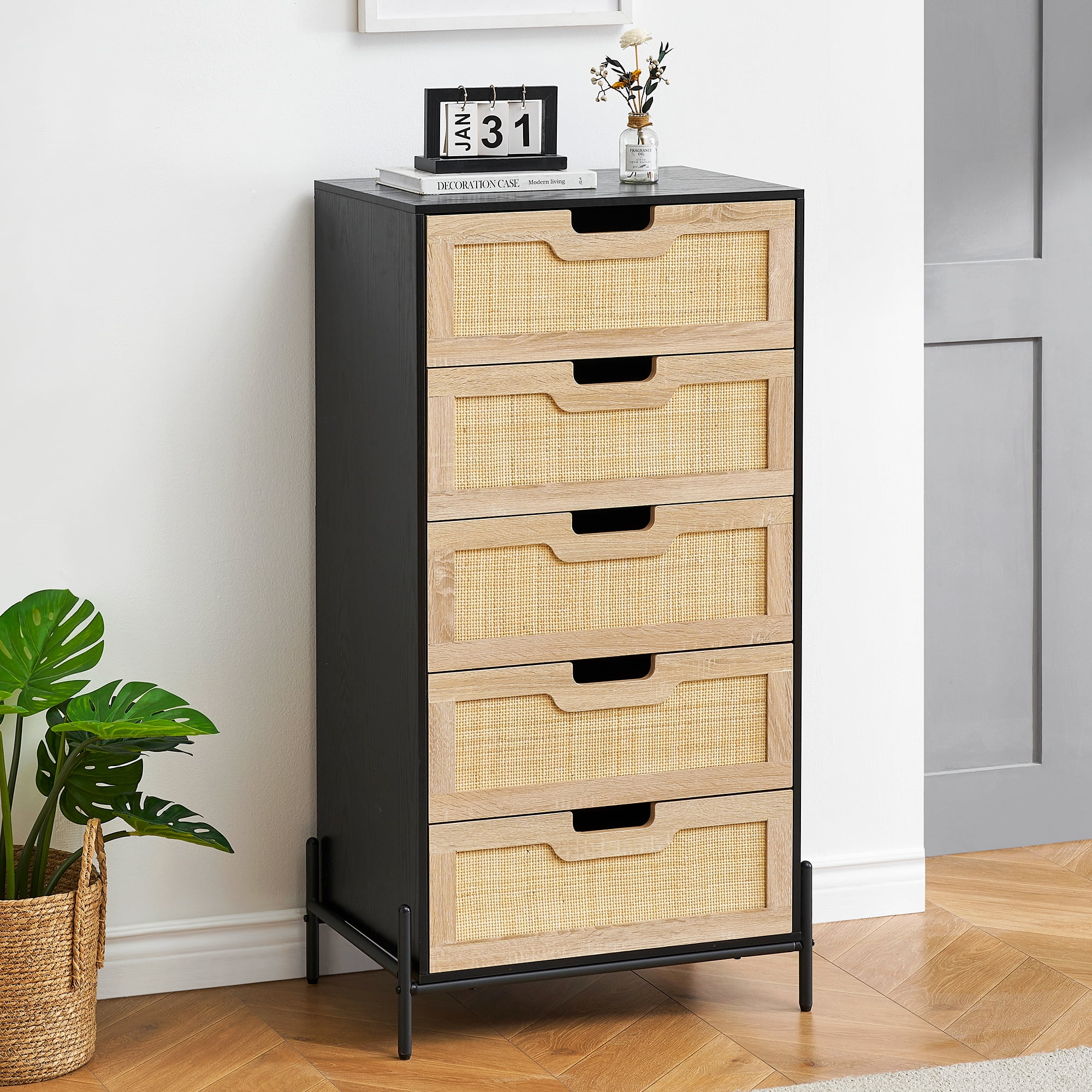 Rattan tall dresser discount
