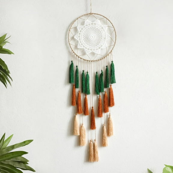 Bedroom - Tassel Wall Hanging Handmade Dream Catcher Home Decor Tassel Feather Decoration Craft Gift Gift (Green Mix) Green Mix