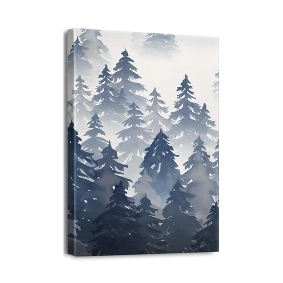 Bedroom Transformation with 12x16in Forest Wall Art - Aesthetic Nature, Foggy Mountain Landscape, Green Woodland Scenery