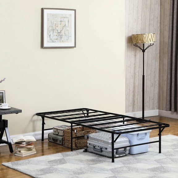 Bedroom Twin Bed Frame, Black Color With Strong Metal Material Size Bed, Support