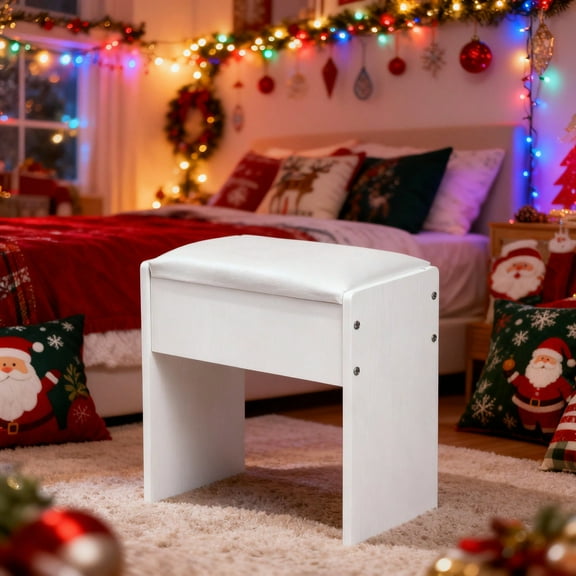 Bedroom Vanity Stool Modern Dressing Stool Vanity Chair Make Up Stool White, Suitable For Christmas And Halloween Decorations