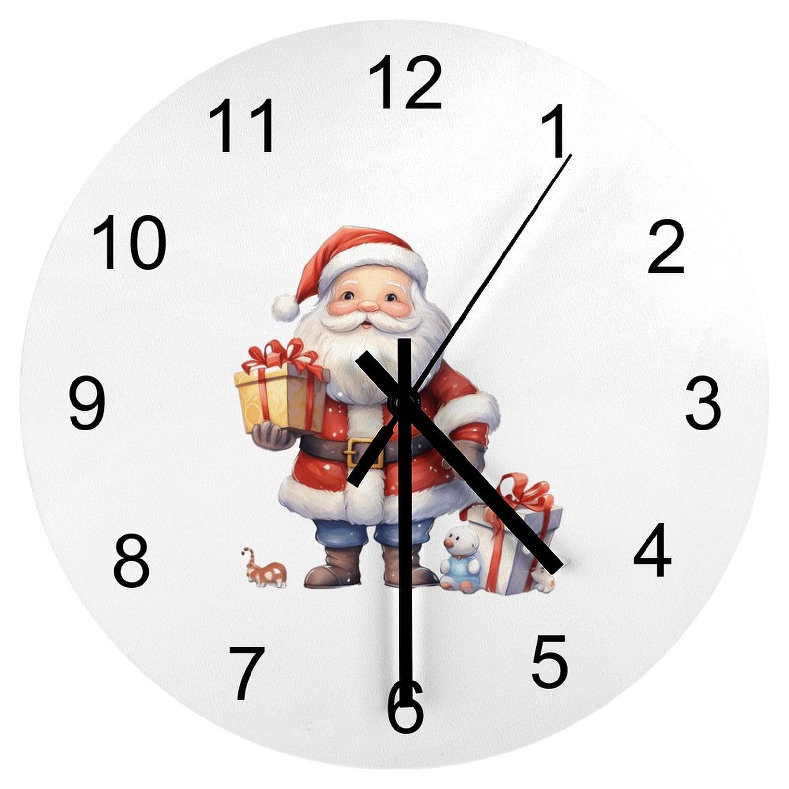 Bedroom Wall Clock Claus Clocks 12 inch Mute Wooden Round Patterned ...