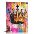 thumbnail image 1 of Bedroom Wall Decor Crown Graffiti Wall Art, Canvas Print Artwork Abstract Poster Painting Decor, Modern Home Office Pictures for Wall, 1 of 5