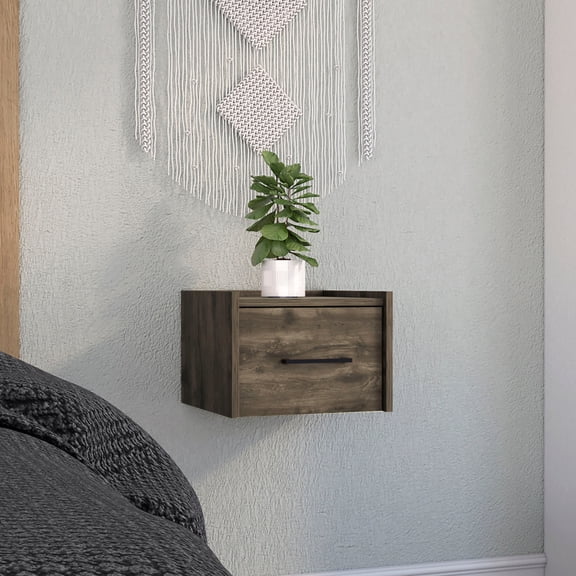 Floating End Table | Secure Wall Mount for Bedroom Use | Particle Board Main Material | Compact and Space-Saving