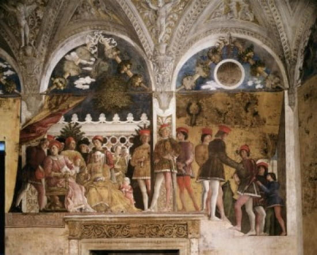 Bedroom of the Wife North Wall -The Court (Detail) (Camera degli Sposi) Andrea Mantegna (1431-1506Italian) Fresco Palazzo Ducale Mantua Canvas Art - Andrea Mantegna (18 x 24)