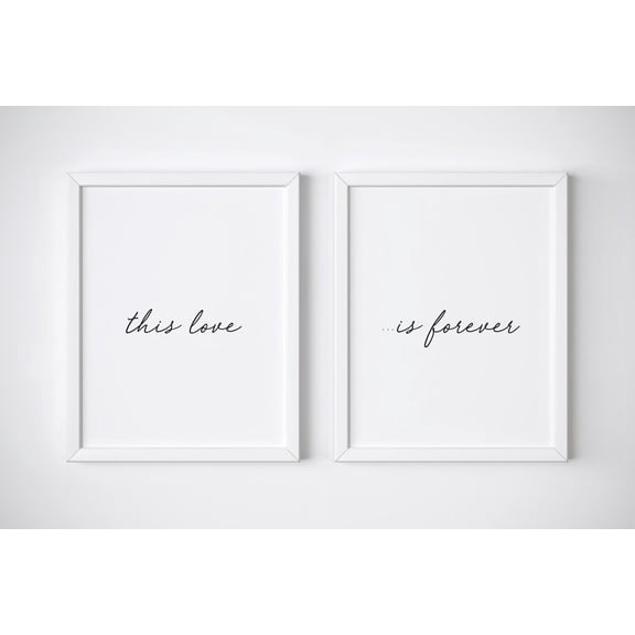 Bedroom love wall art Minimalist bedroom art Couple love prints Master bedroom quotes, Set 2, Poster Only