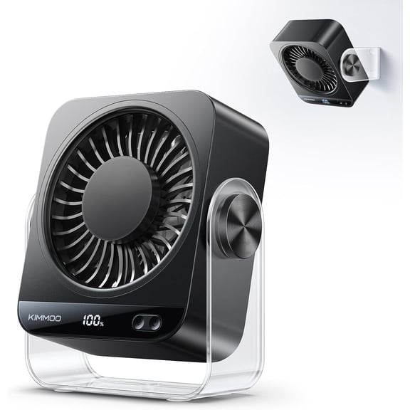 Bedroom table fan, rechargeable table fan, 199-speed settings, 270 rotation, quiet small table fan with display, personal desktop cooling fan, suitable for home office travel wall fan (black)