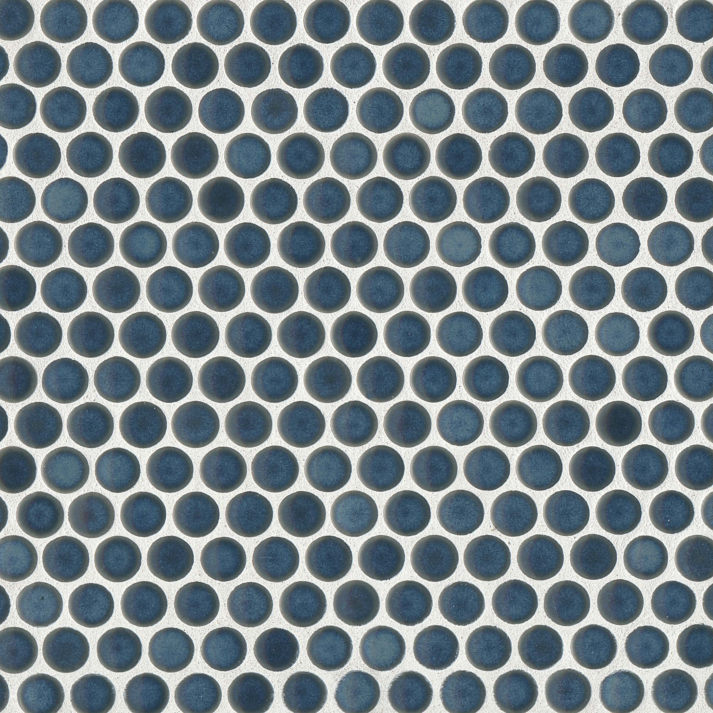 Lagoon Blue Glossy Penny Round Porcelain Mosaic Tile 12" x 12"