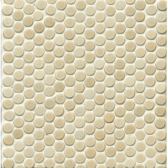 Bedrosians 360 Matte Penny Round Porcelain Mosaic Tile 12" x 12", Beige (10-Pack, 10 SF)