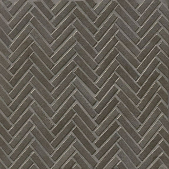 Bedrosians 90 Gloss Herringbone Porcelain Mosaic 1/2" x 2" (11" x 12.25 Sheet), Metallic (10-Pack, 9.43 SF)