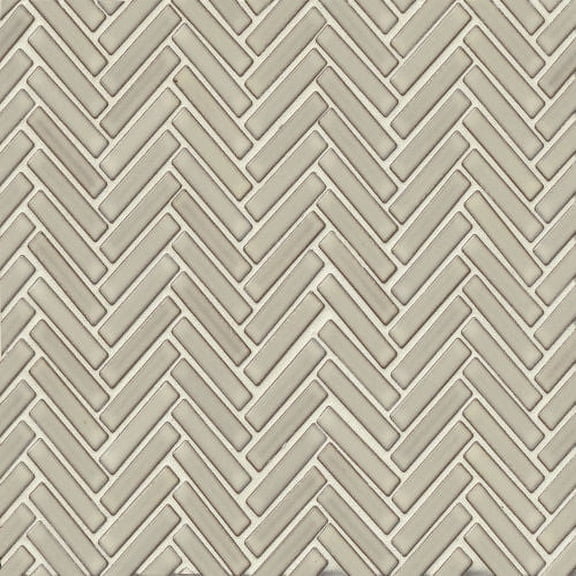 Bedrosians 90 Gloss Herringbone Porcelain Mosaic 1/2" x 2" (11" x 12.25 Sheet), Putty (10-Pack, 9.43 SF)