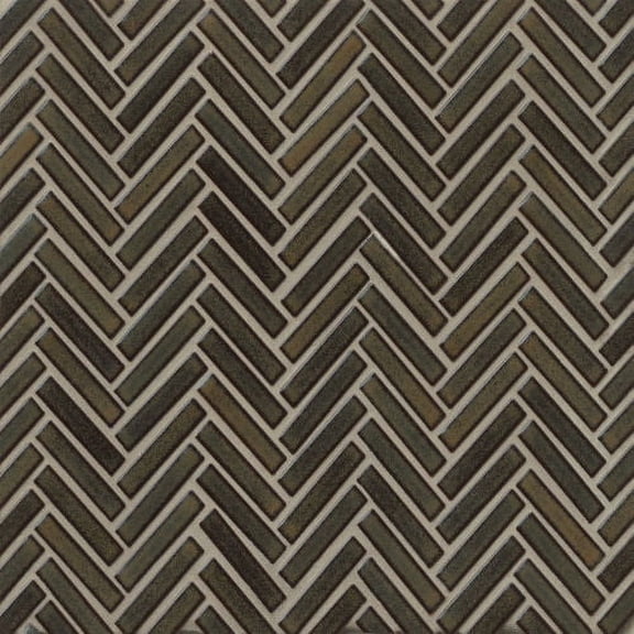 Bedrosians 90 Gloss Herringbone Porcelain Mosaic 1/2" x 2" (11" x 12.25 Sheet), Shadow (10-Pack, 9.43 SF)