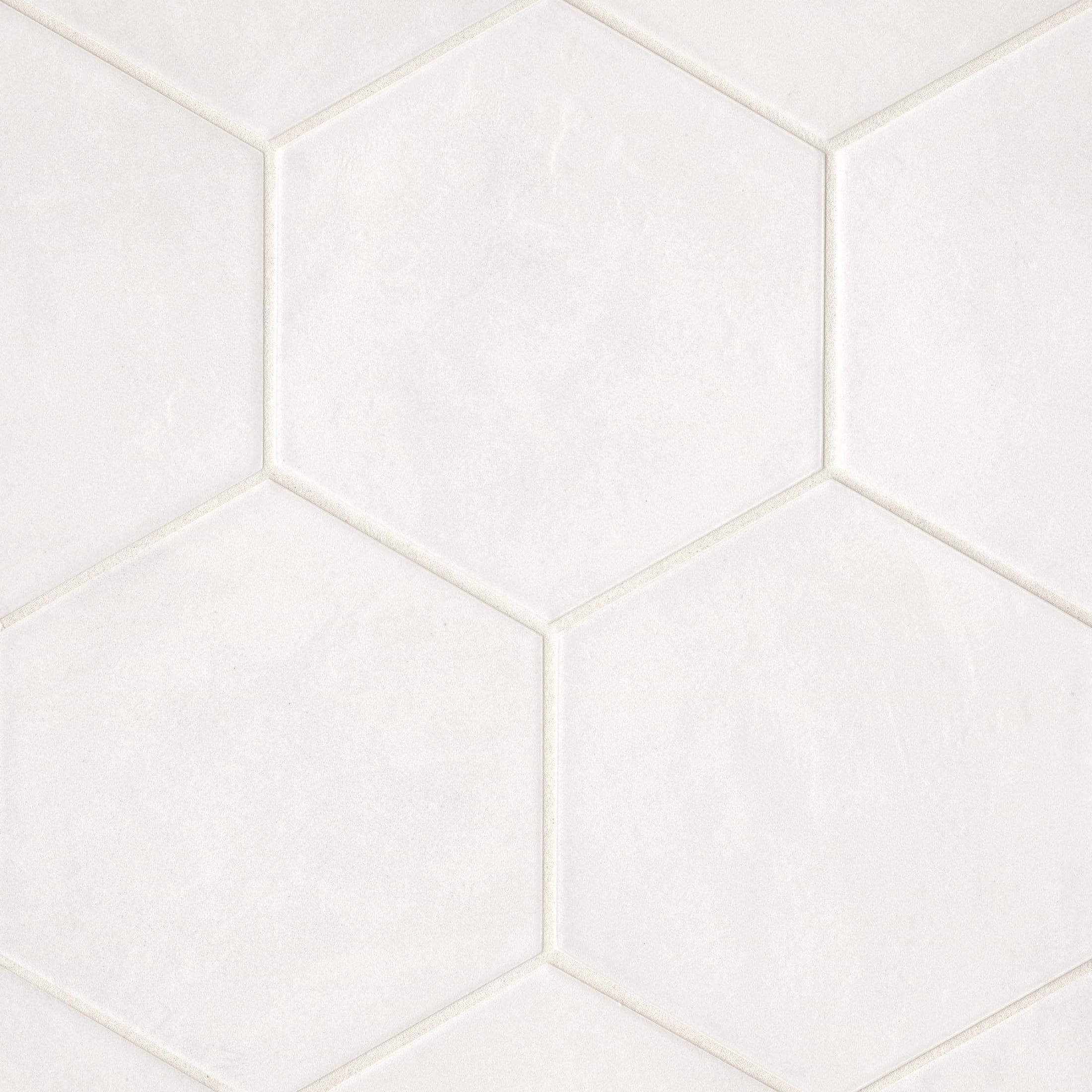 Allora Hexagon Matte White Porcelain Tile 8.5" x 10"
