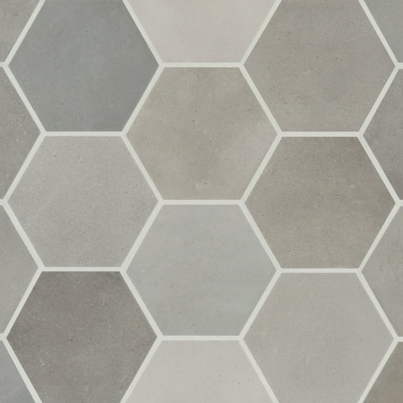 Bedrosians Celine Hexagon Matte Porcelain Tile 4 x 5, Greige (4.74 sq. ft./Case)