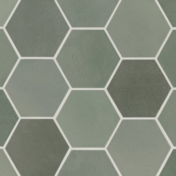 Bedrosians Celine Hexagon Matte Porcelain Tile 4 x 5, Sage (4.74 sq. ft./Case)