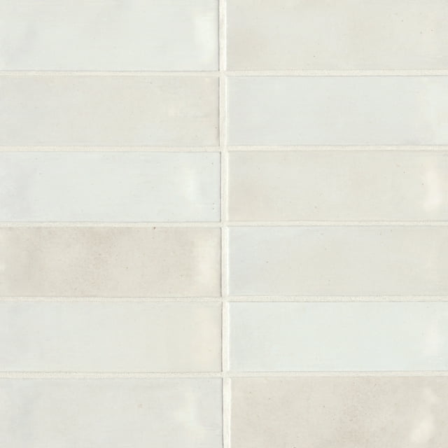 Bedrosians Celine Rectangle Gloss Porcelain Tile 2 x 6, White (5.33 sq. ft./Case)
